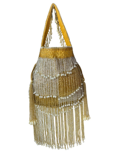 Naomi gold and silver multi layer pearl latkan potli
