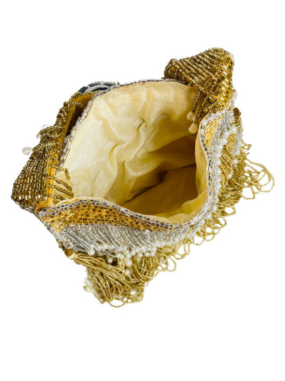 Naomi gold and silver multi layer pearl latkan potli