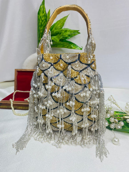 Sophie red pearl flowers potli