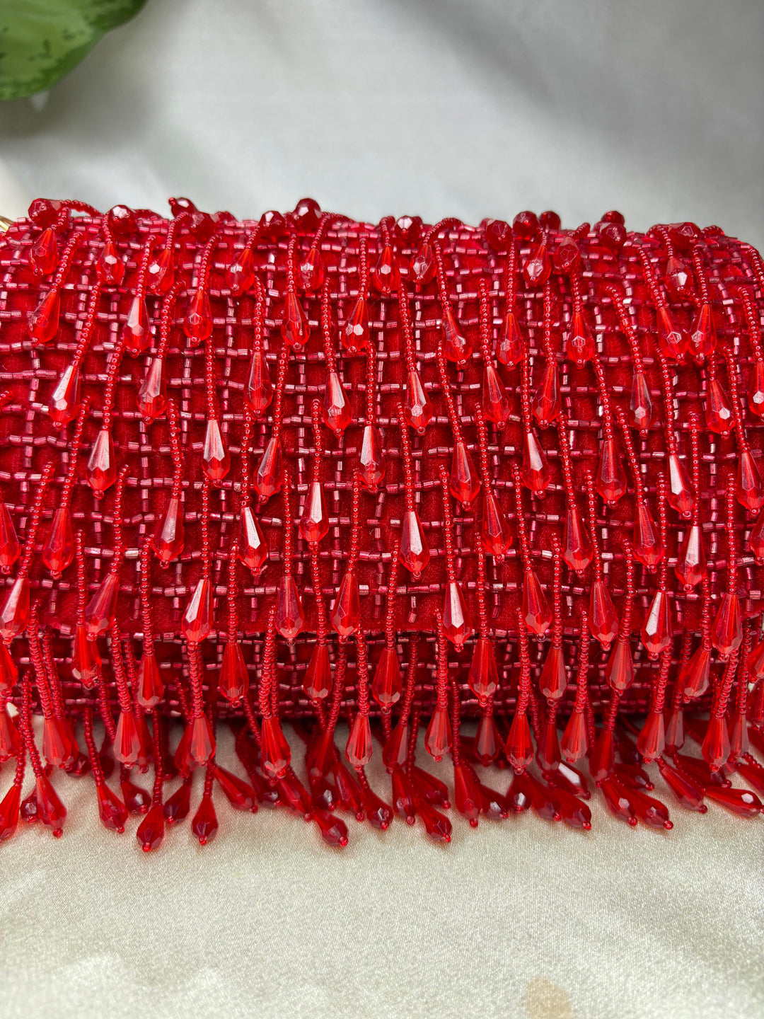 SUEDE CRYSTAL FOLD FLAP RED