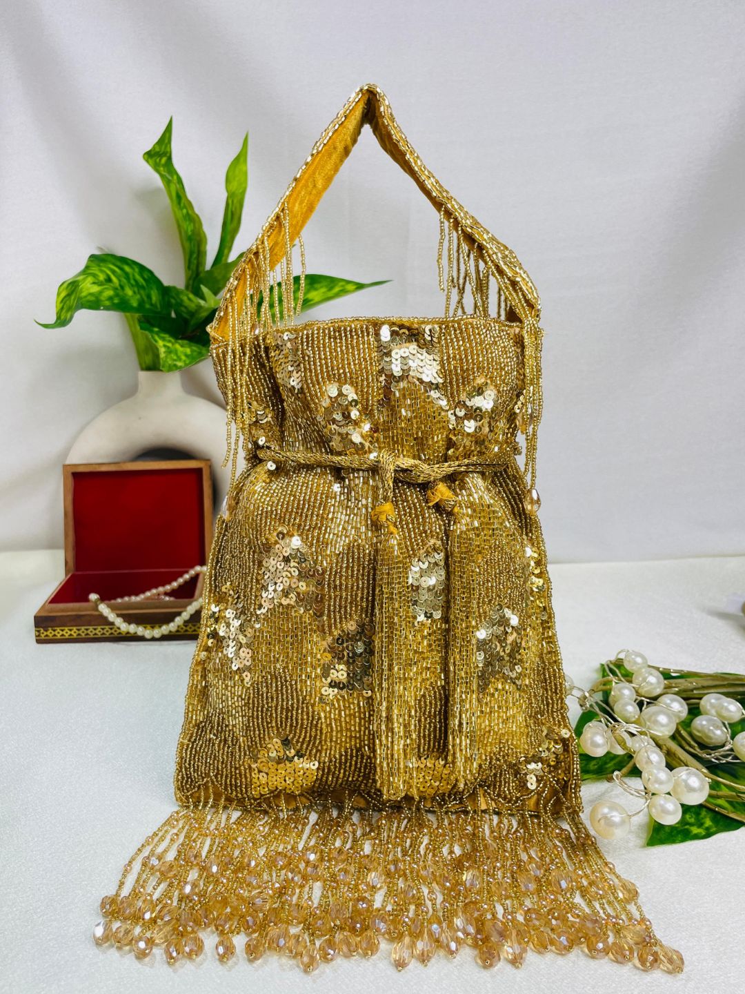 Ella cutdana sequence work potli gold