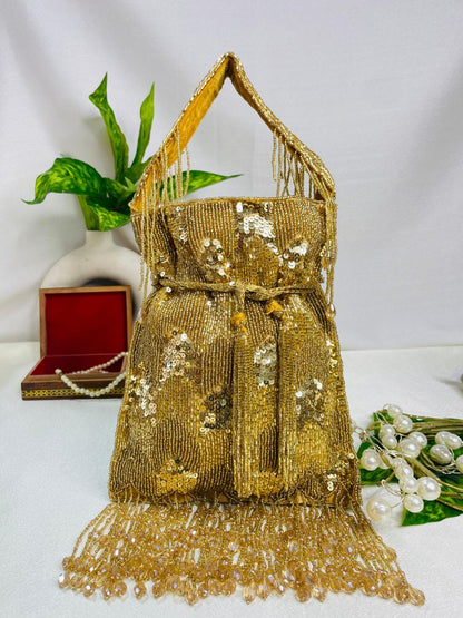 Ella cutdana sequence work potli gold