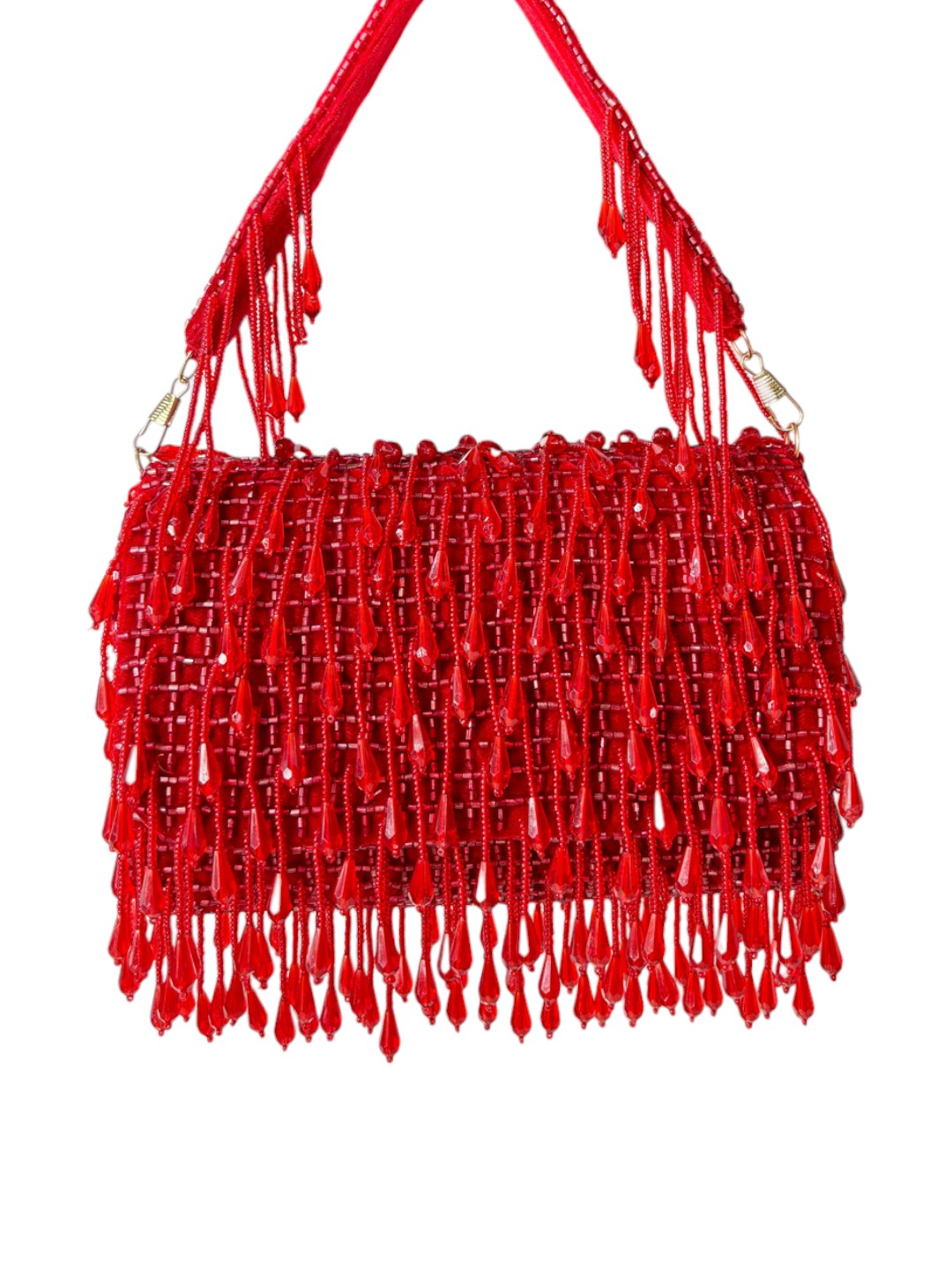 SUEDE CRYSTAL FOLD FLAP RED