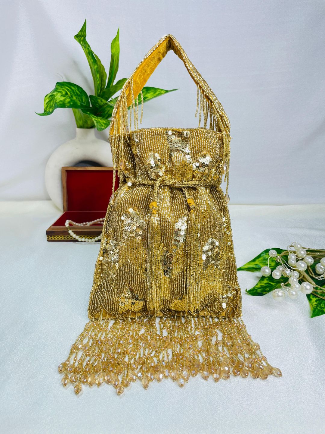 Ella cutdana sequence work potli gold