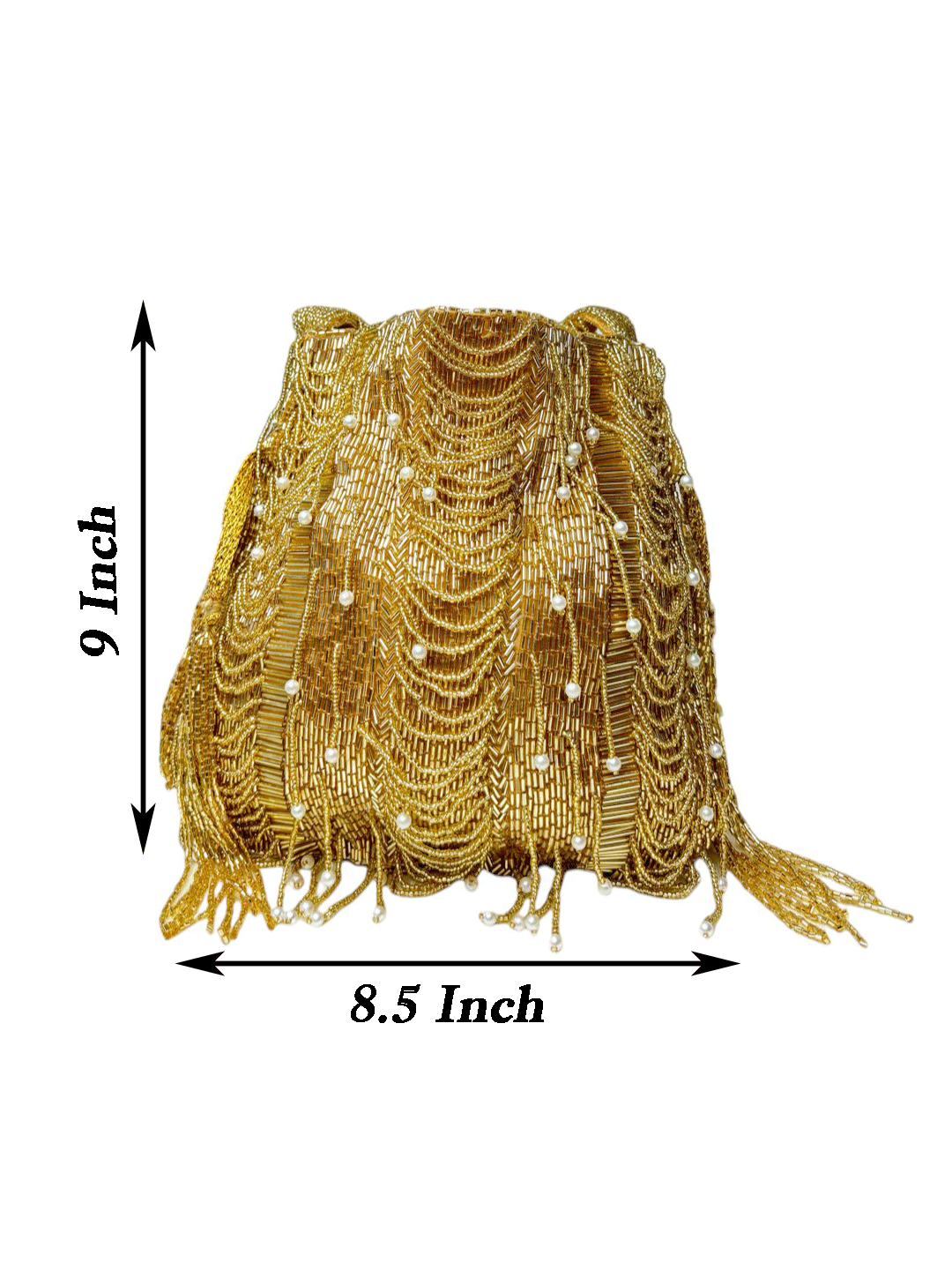 Hazel silver mala nalki work potli