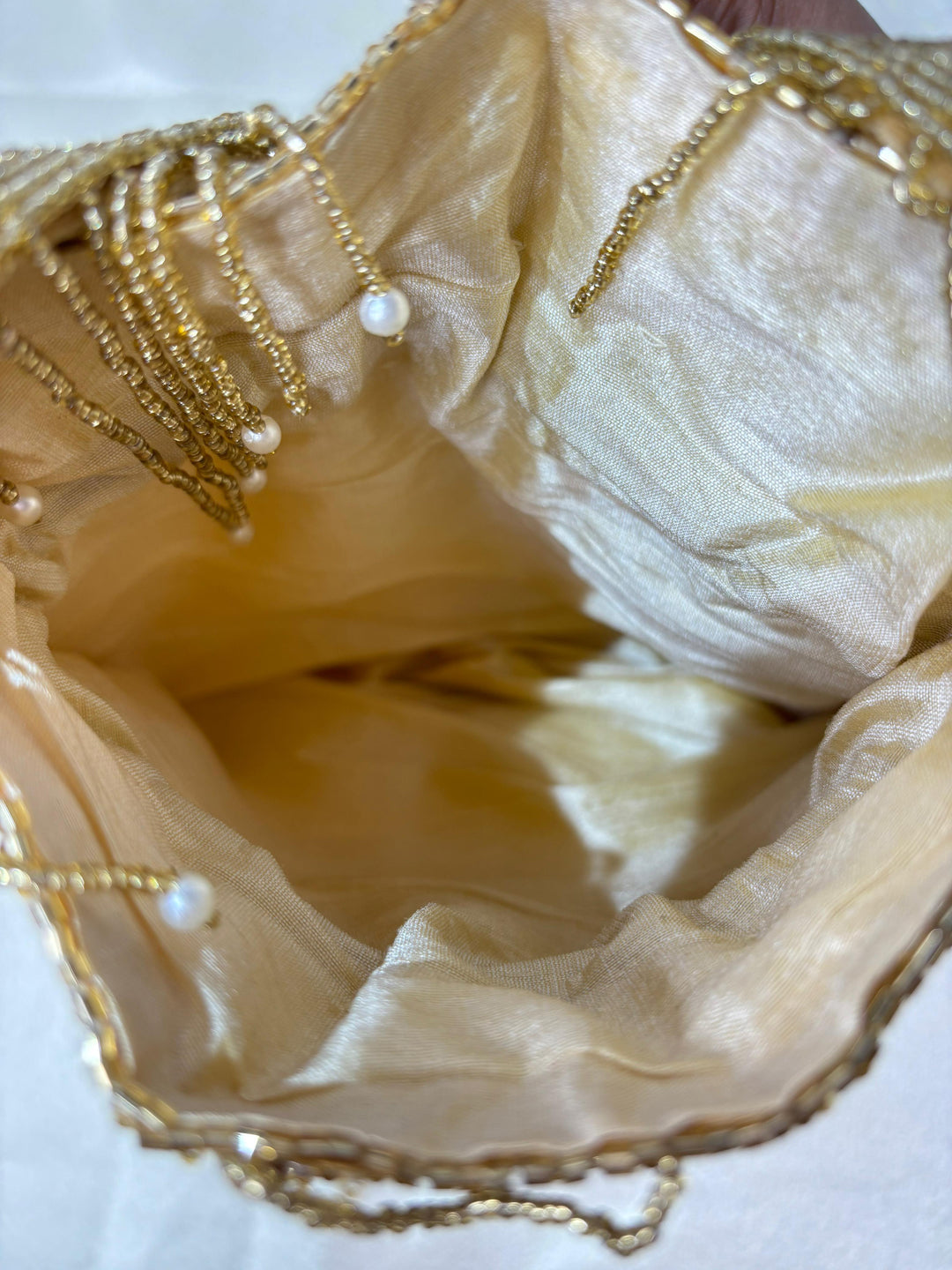 Hazel silver mala nalki work potli