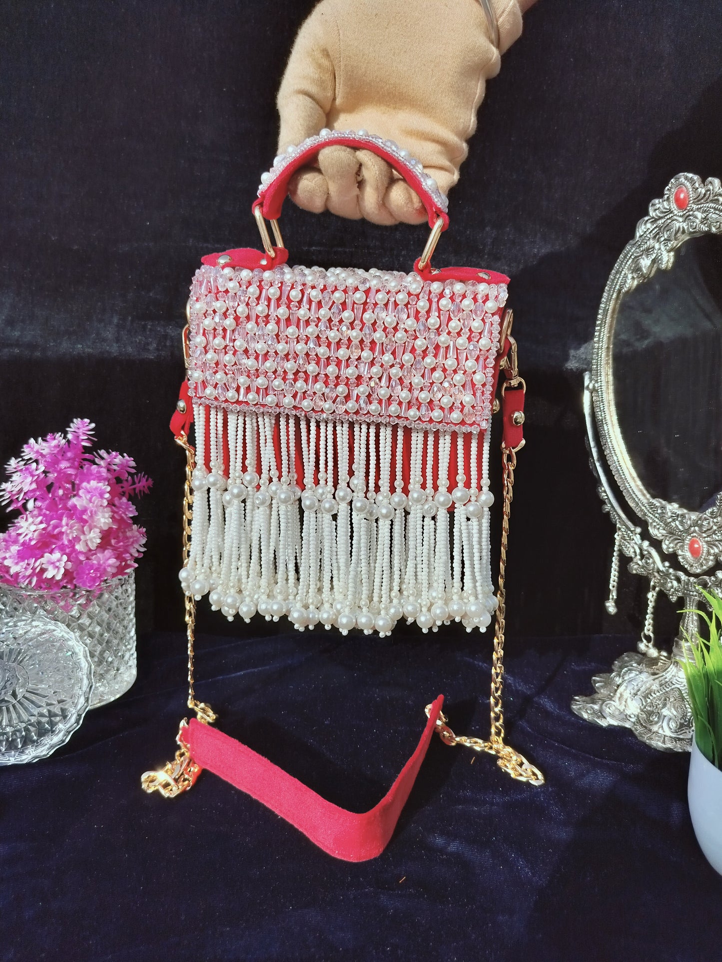 mehar celebrity edition mauve crystal clutch