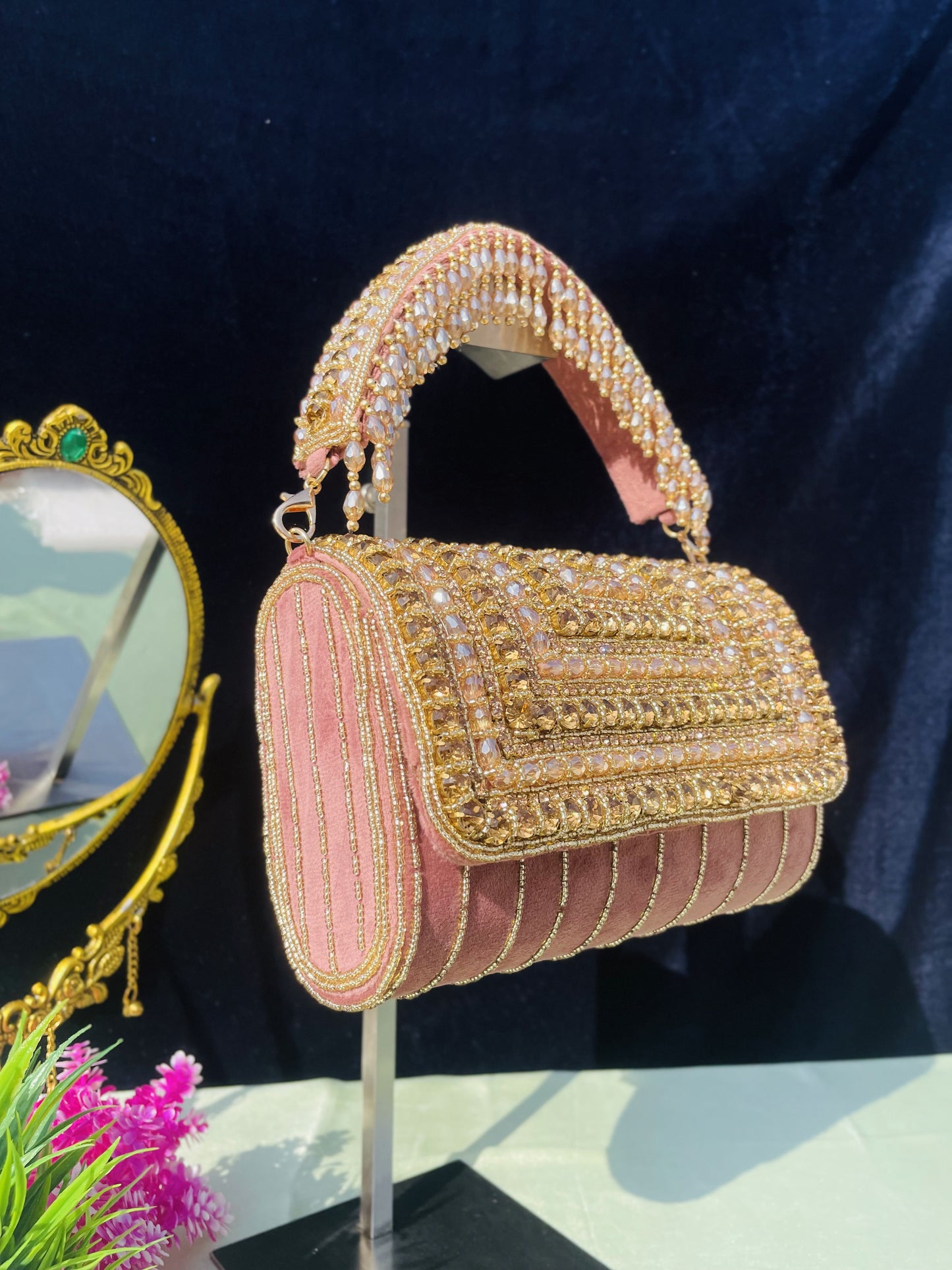 A crystal flap clutch