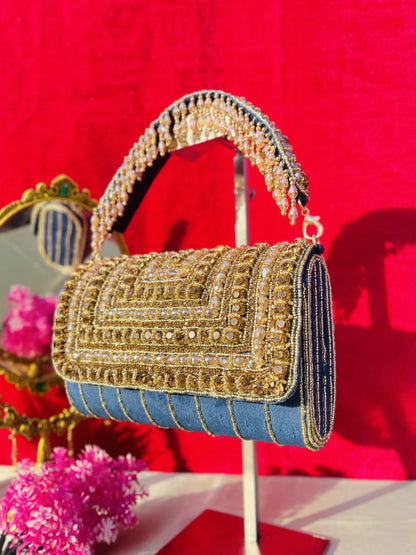 A crystal flap clutch