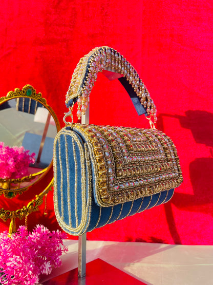 A crystal flap clutch