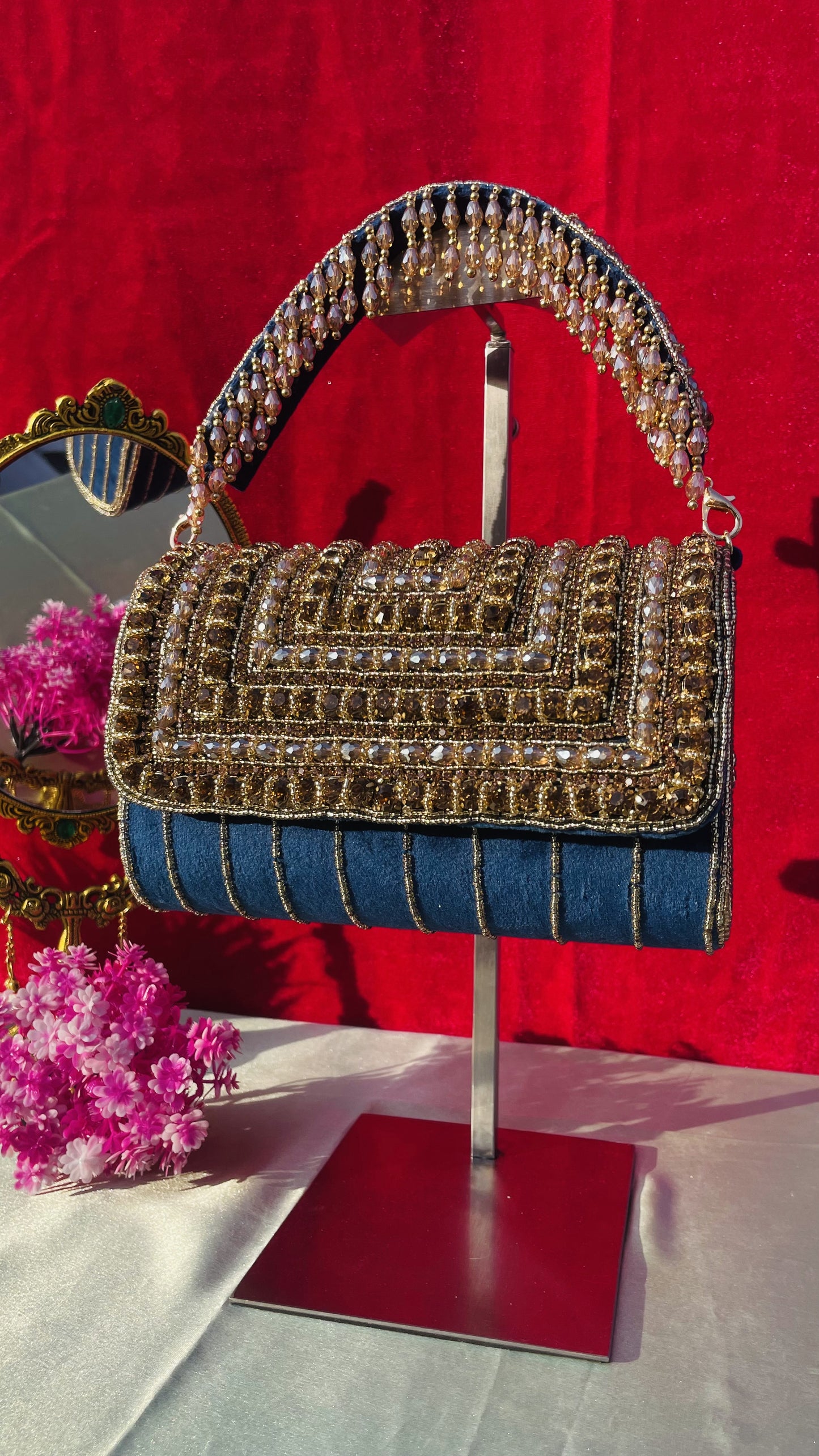 A crystal flap clutch