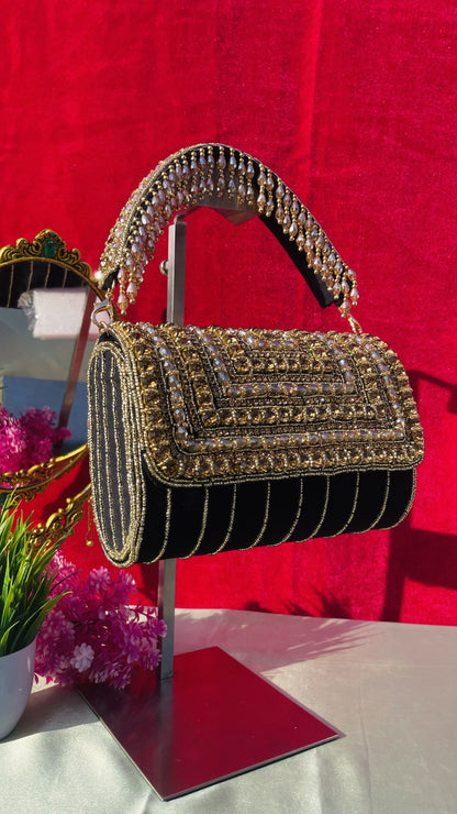 A crystal flap clutch