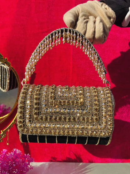 A crystal flap clutch