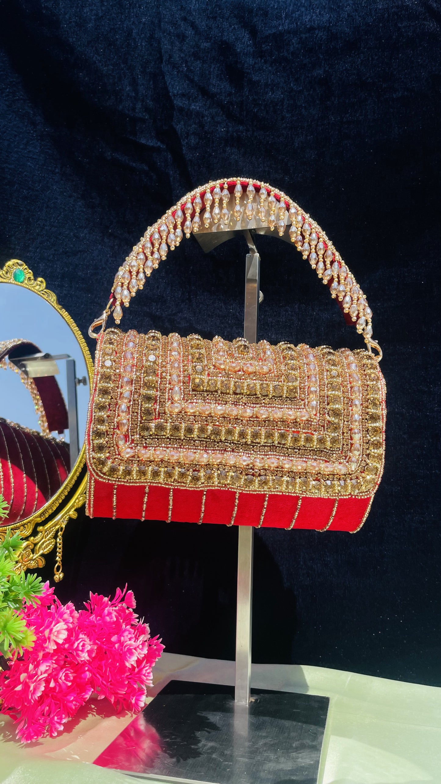 A crystal flap clutch