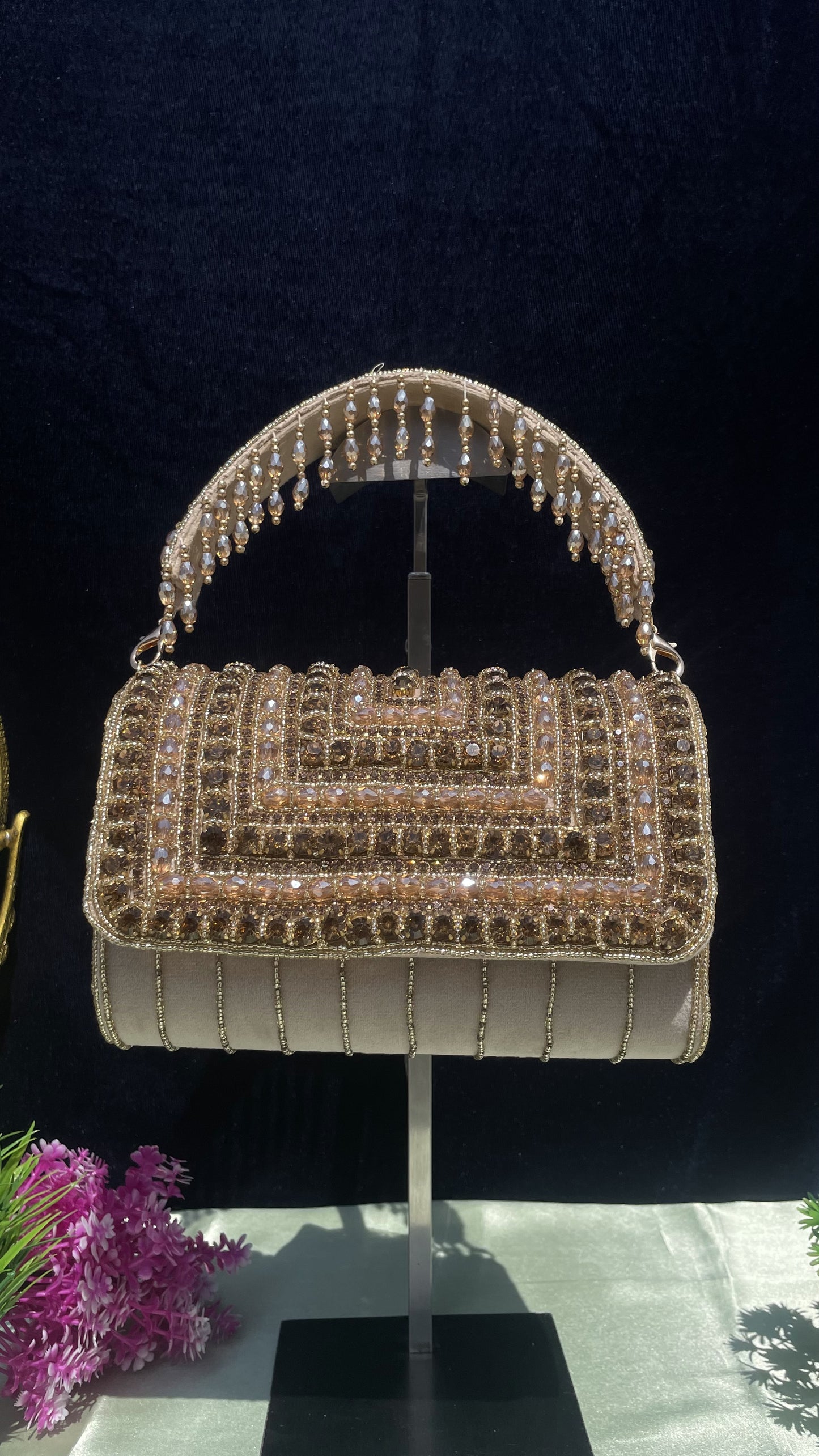 A crystal flap clutch