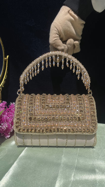 A crystal flap clutch