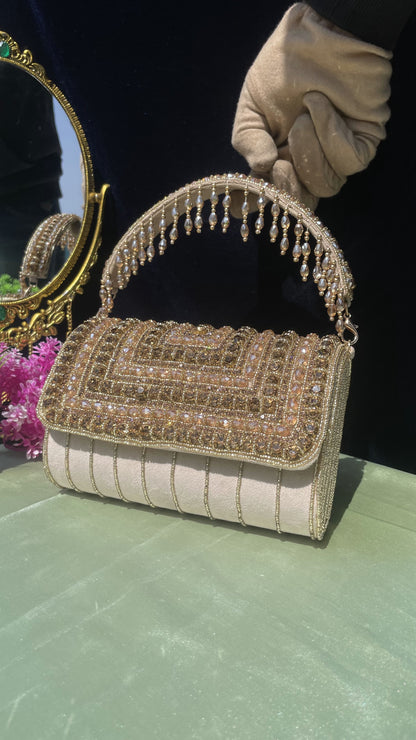 A crystal flap clutch