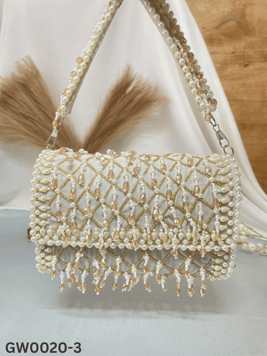 PAKIZA FLOWER THREE FOLD EMBROIDERD SUEDE  CLUTCH BEG