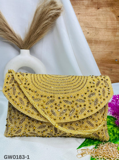 Radiant Arc Hand-Beaded Clutch