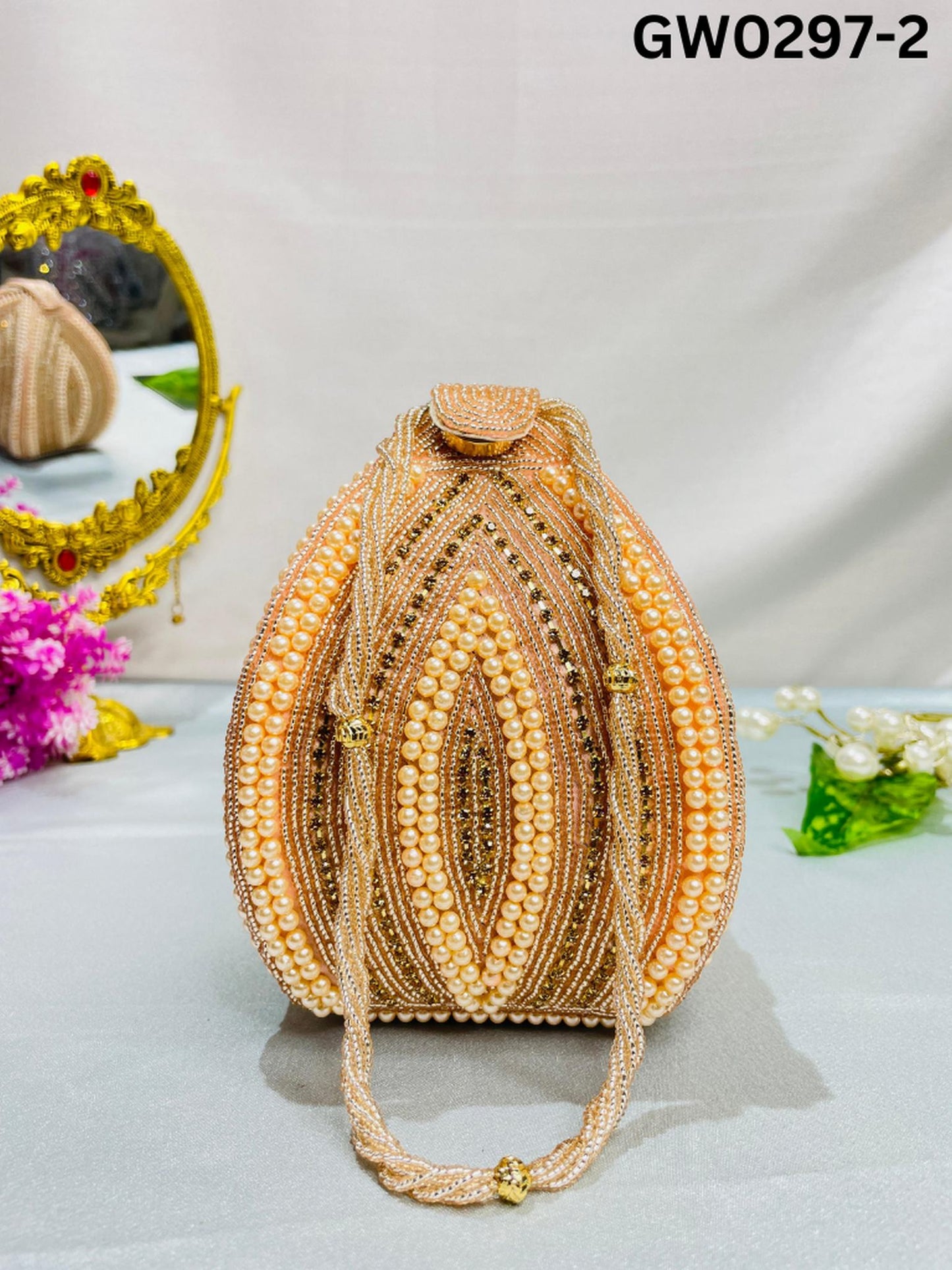 Elegant Beaded Potli Samosa Clutch – Grace in Every Detail Trendy Crafts