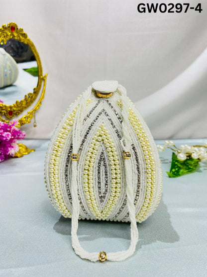 Elegant Beaded Potli Samosa Clutch – Grace in Every Detail Trendy Crafts