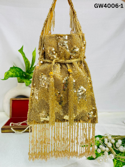 Ella cutdana sequence work potli gold