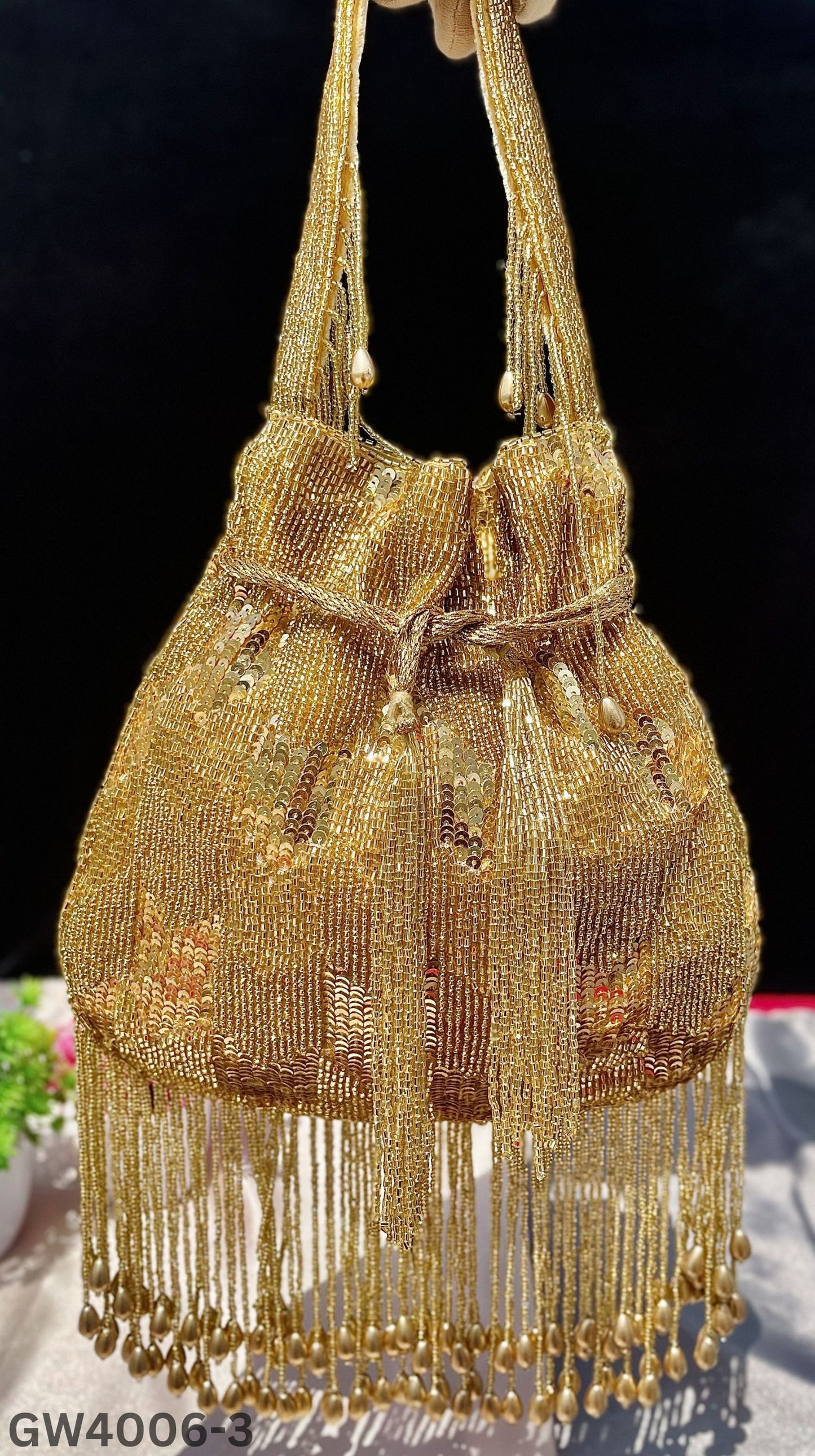 Ella cutdana sequence work potli gold