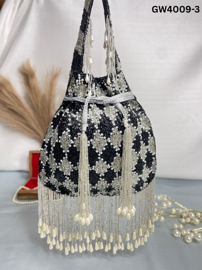 Elena gold and silver handwork potli
