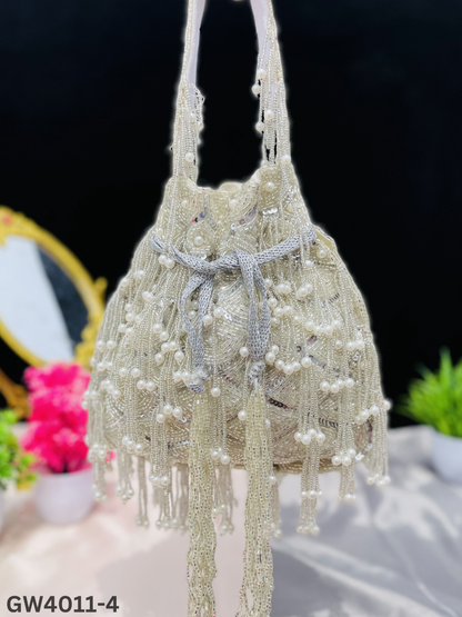 Sophie red pearl flowers potli