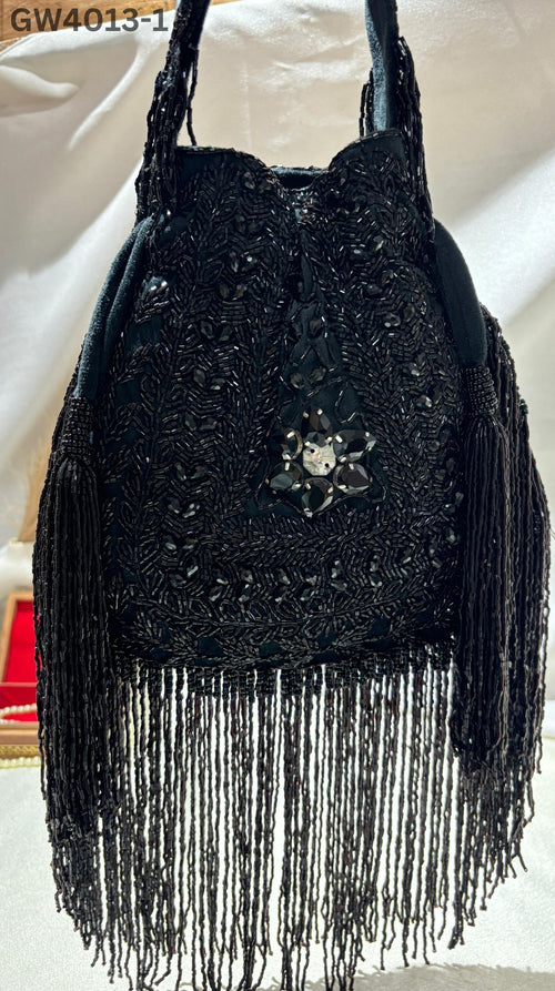 Anna designer handwork potli black