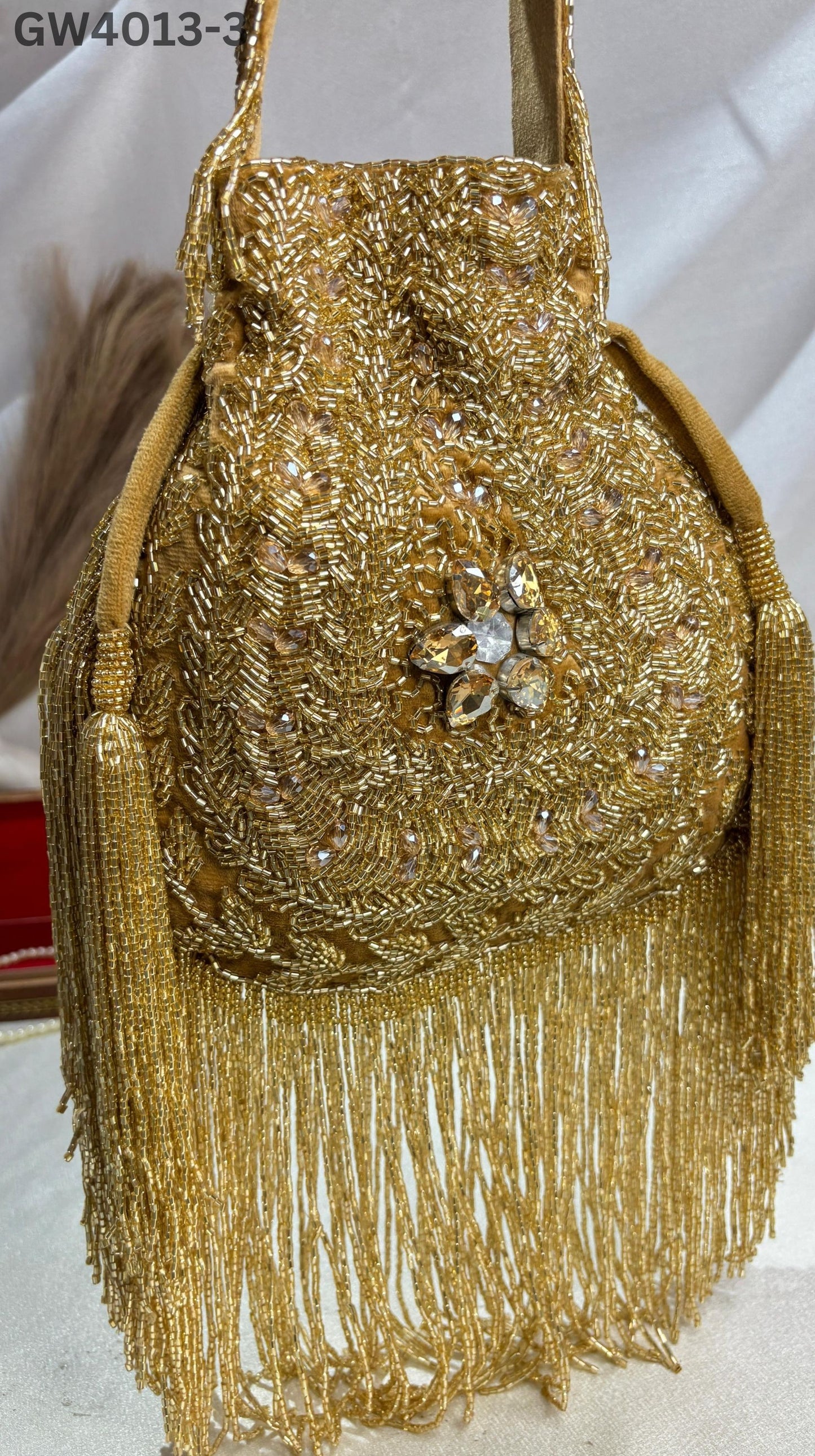 Anna designer handwork potli black