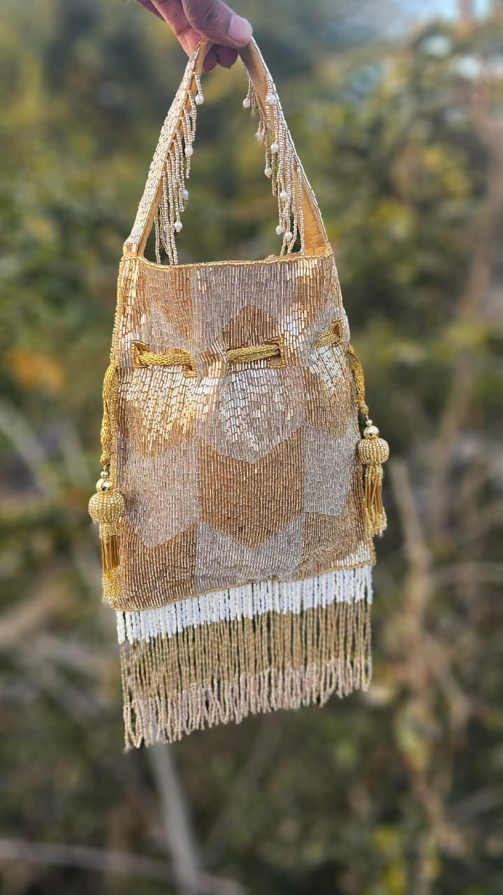 Ellie gold silver nalki work potli