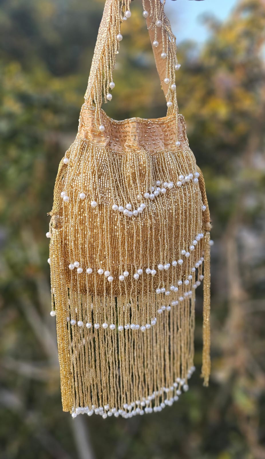 Naomi gold multi layer pearl latkan potli