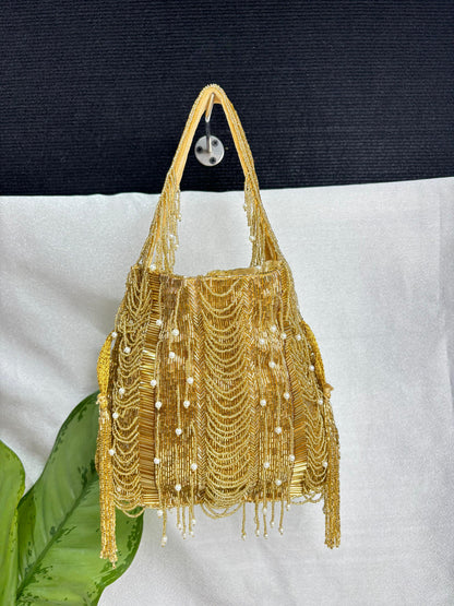 Hazel silver mala nalki work potli