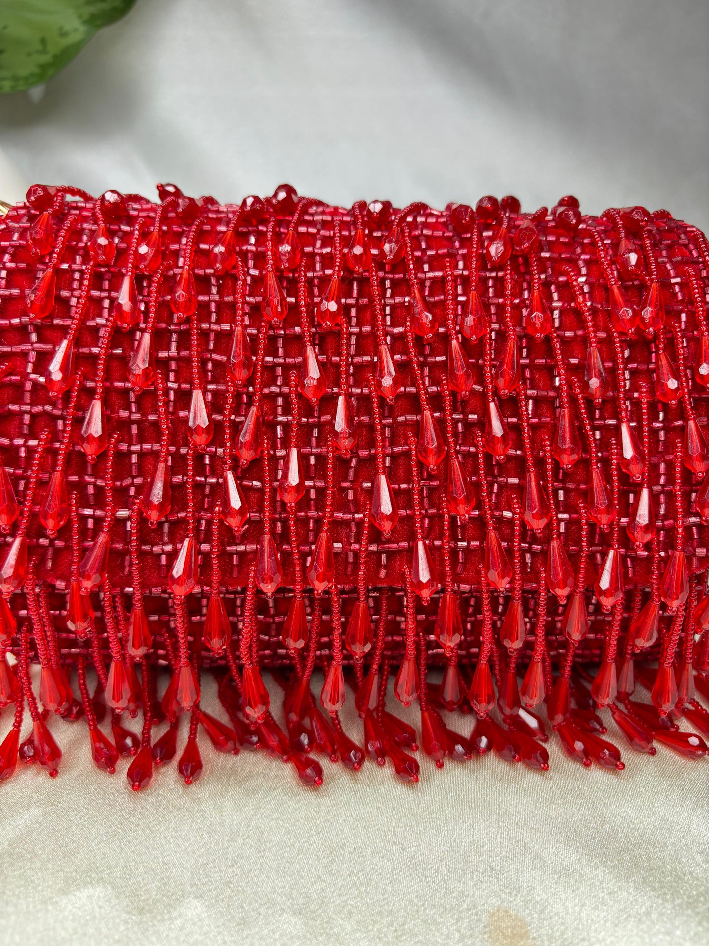 SUEDE CRYSTAL FOLD FLAP RED