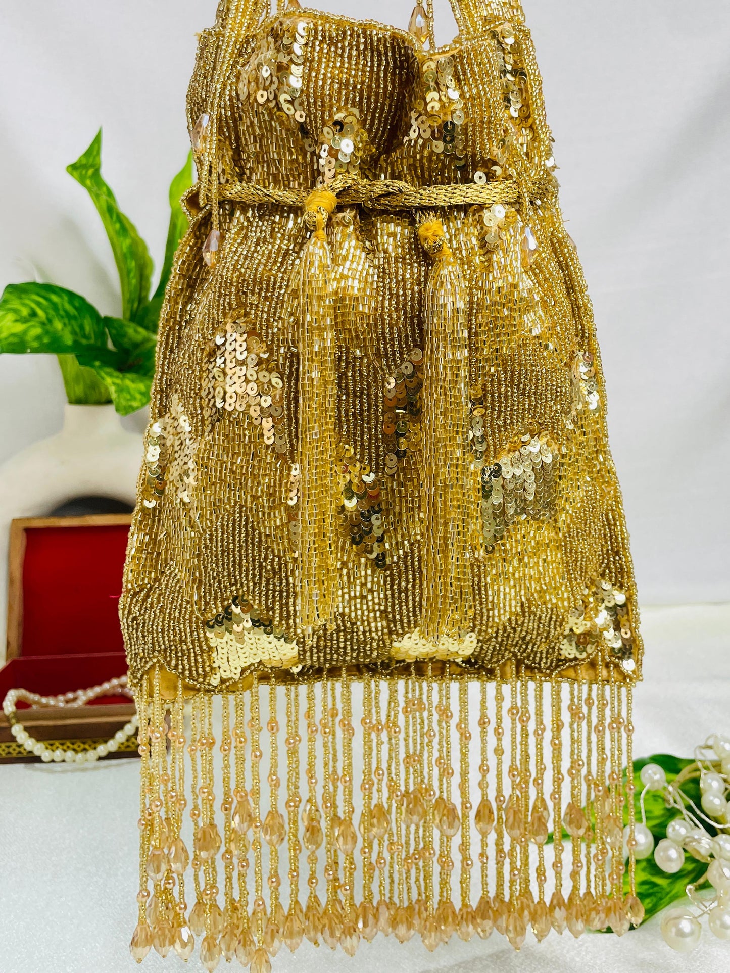 Ella cutdana sequence work potli gold