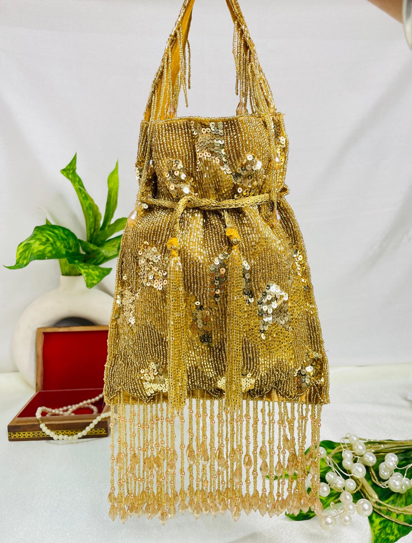 Ella cutdana sequence work potli gold