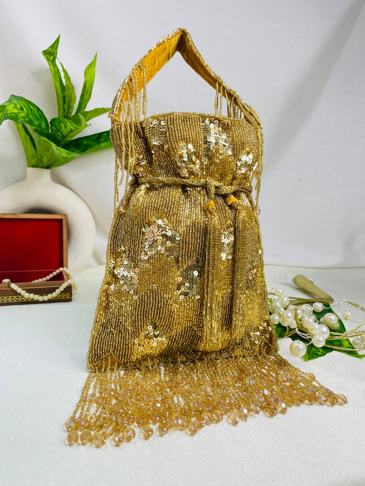 Ella cutdana sequence work potli gold