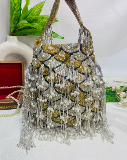 Sophie red pearl flowers potli