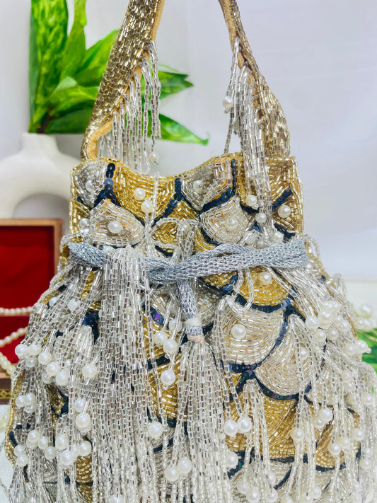 Sophie red pearl flowers potli