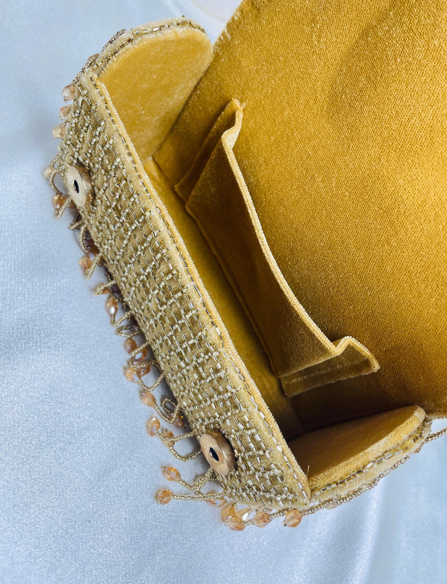 SUEDE CRYSTAL FOLD FLAP RED