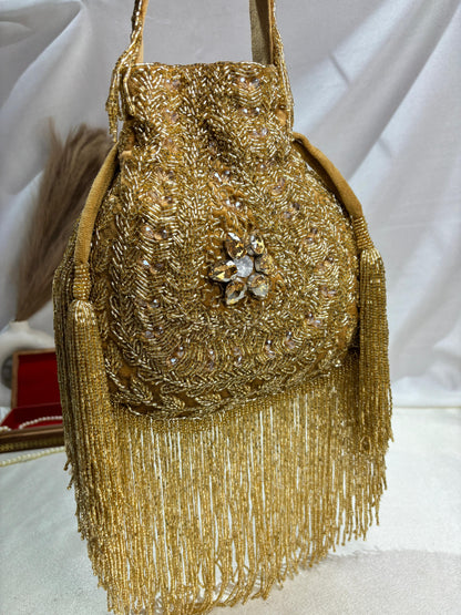 Anna designer handwork potli black