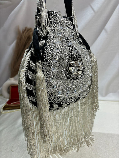 Anna designer handwork potli black