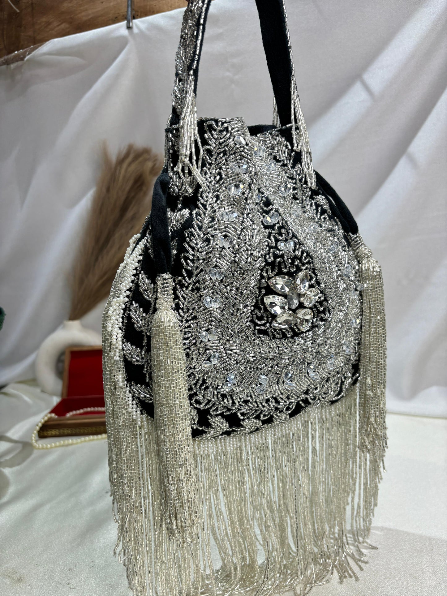 Anna designer handwork potli black