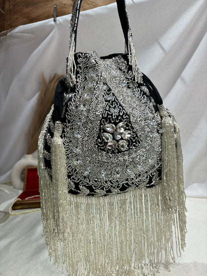 Anna designer handwork potli black