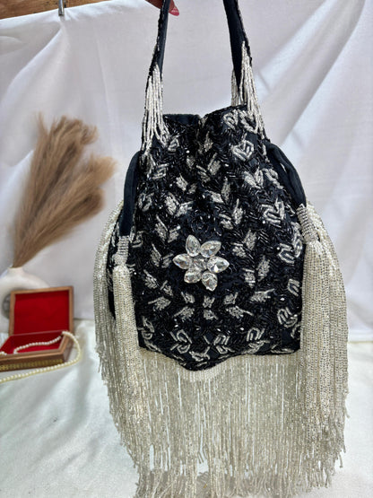 Anna designer handwork potli black