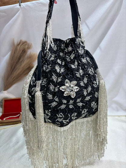 Anna designer handwork potli black