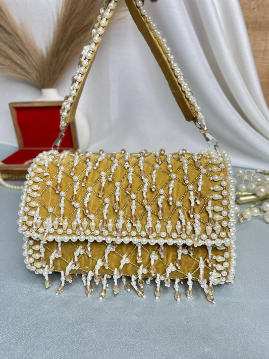 PAKIZA FLOWER THREE FOLD EMBROIDERD SUEDE  CLUTCH BEG