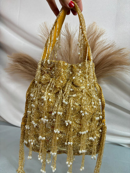 Sophie red pearl flowers potli