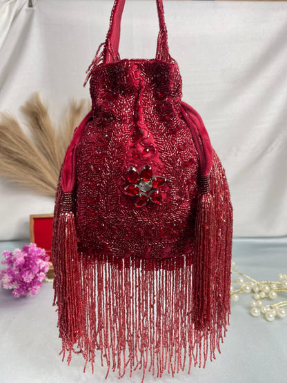 Anna designer handwork potli black